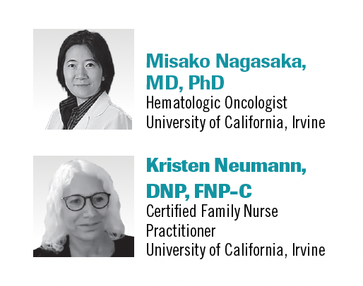 Misako Nagasaka, MD, PhD, and Kristen Neumann, DNP, FNP-C, discussed how to best mitigate adverse effects in patients with non–small cell lung cancer.