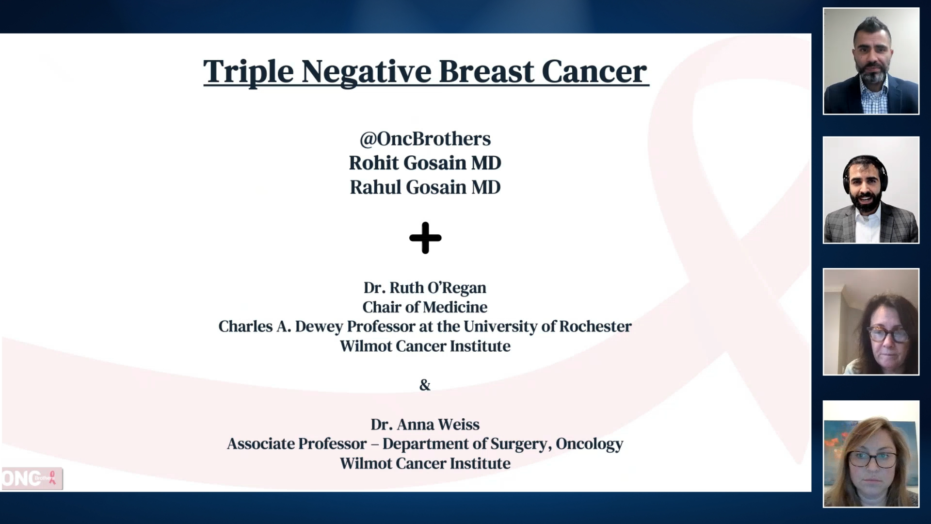 Rohit Gosain, MD; Rahul Gosain, MD; Ruth M. O'Regan, MD, and Anna Weiss, MD, presenting slides