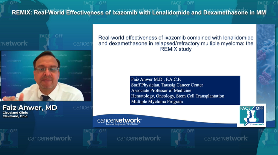 Faiz Anwer, MD, an expert on multiple myeloma, presenting slides