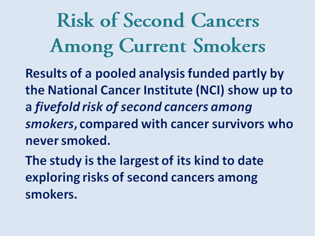 Risk of Second Cancers Among Current Smokers