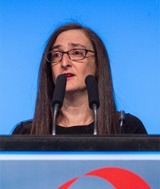 Dawn L. Hershman, MD, presenting the results. Photo by © MedMeetingImages/Todd Buchanan 2017