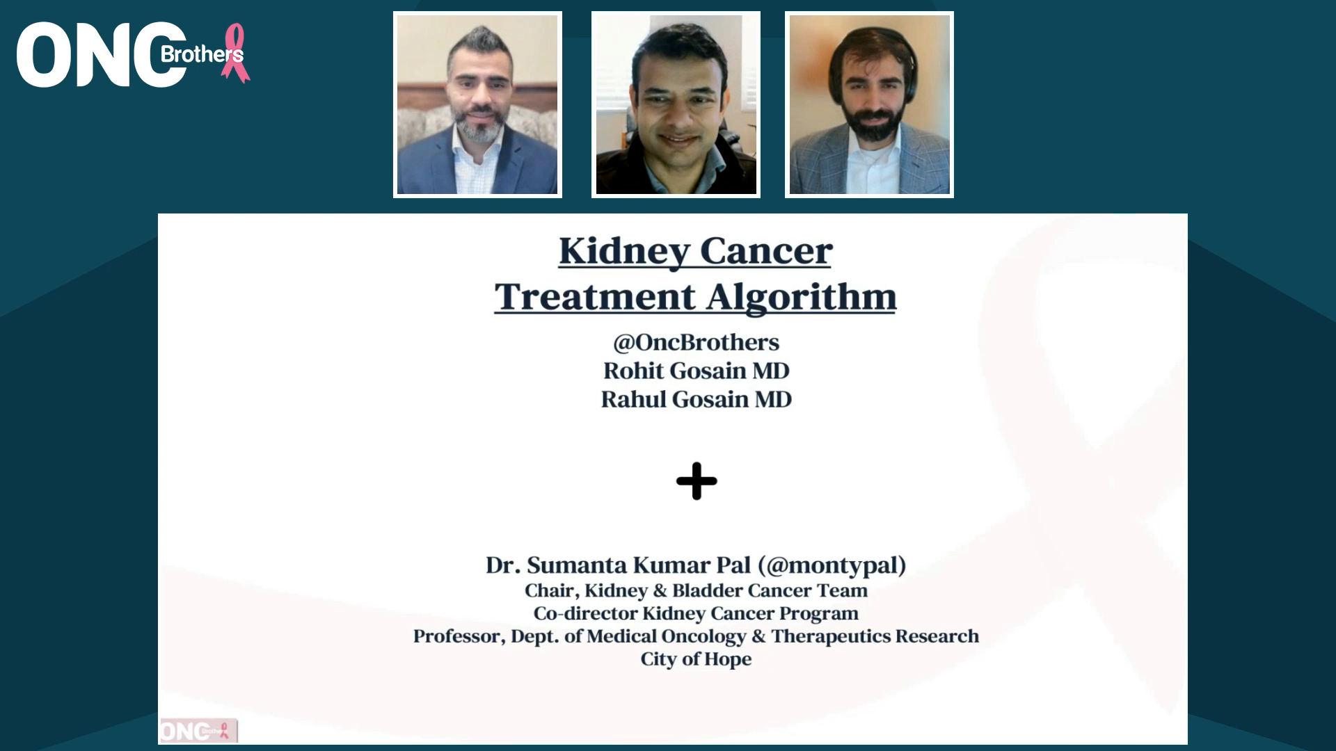 Rohit Gosain, MD; Sumanta Kumar Pal, MD, FASCO; and Rahul Gosain, MD, presenting slides