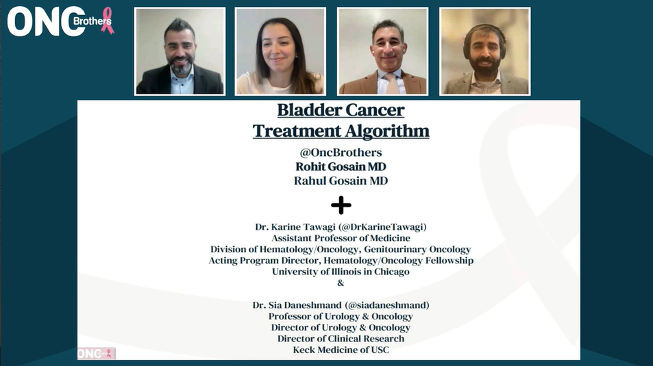 Karine Tawagi, MD; Sia Daneshmand, MD; and the Oncology Brothers presenting slides