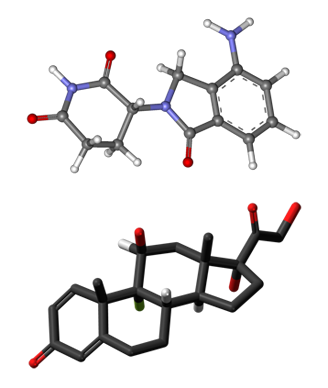 Ball-and-stick model of lenalidomide and dexamethasone