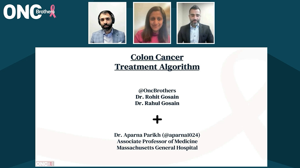 Aparna Parikh, MD, with the Oncology Brothers presenting slides
